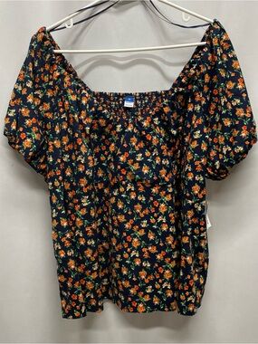 Old Navy smocked floral top 3x cottagecore boho prairie plus size peasant nwt
